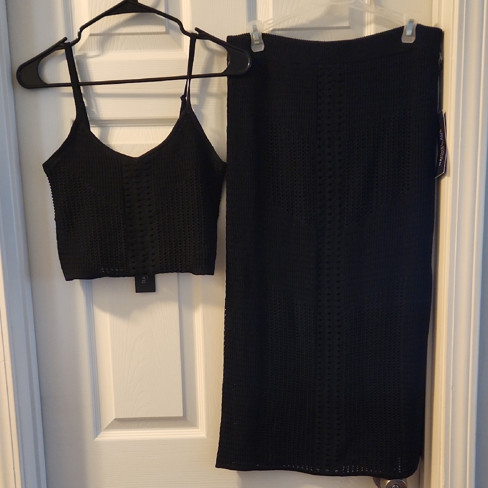 Black Maxi Pencil Skirt Set for Night Out